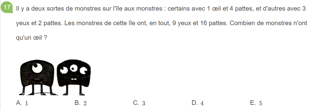 analyse des réponses du Sujet E au Kangourou des mathématiques 2026