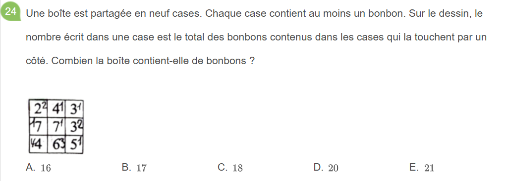 analyse des réponses du Sujet E au Kangourou des mathématiques 2026