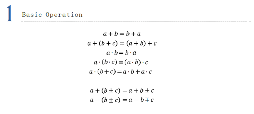 Basic algebra formulas for AMC 8 including commutative and associative laws of addition and multiplication