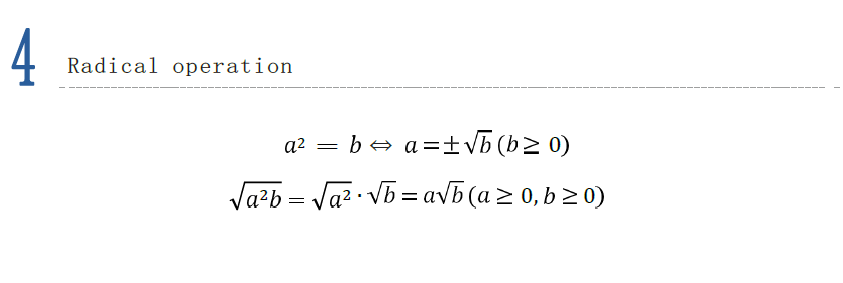 Radical operation formulas for AMC 8 algebra, including square root properties and simplifying expressions with radicals