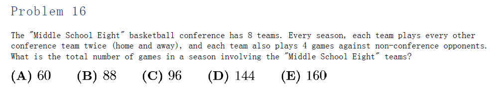 AMC 8 probability problem about calculating total basketball games in a season with internal and external matches.