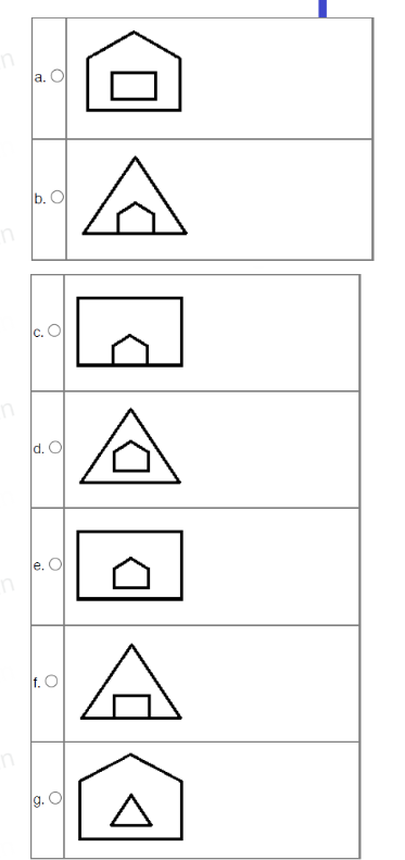 Shape analogy puzzle from Caribou Math contest demonstrating visual reasoning, option.