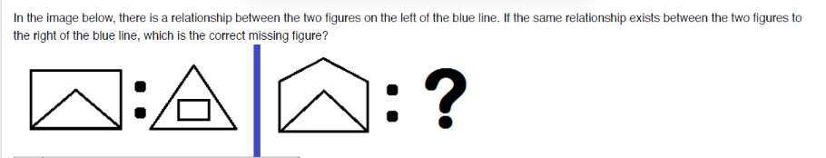 Shape analogy puzzle from Caribou Math contest demonstrating visual reasoning, question