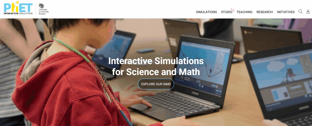 PhET Interactive Simulations by the University of Colorado — free online math and science learning platform that helps students explore concepts through interactive visual experiments.