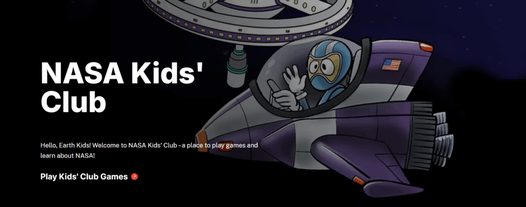 NASA Kids’ Club free online space learning games for children — interactive STEM activities that teach science, math, and logic through space exploration.