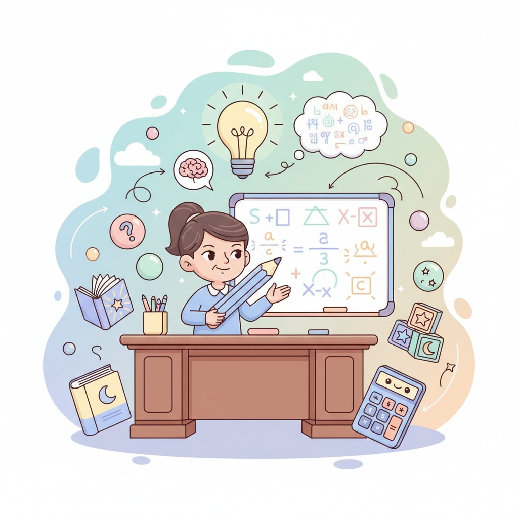 A young Canadian child learning how to study math more effectively with focused attention.