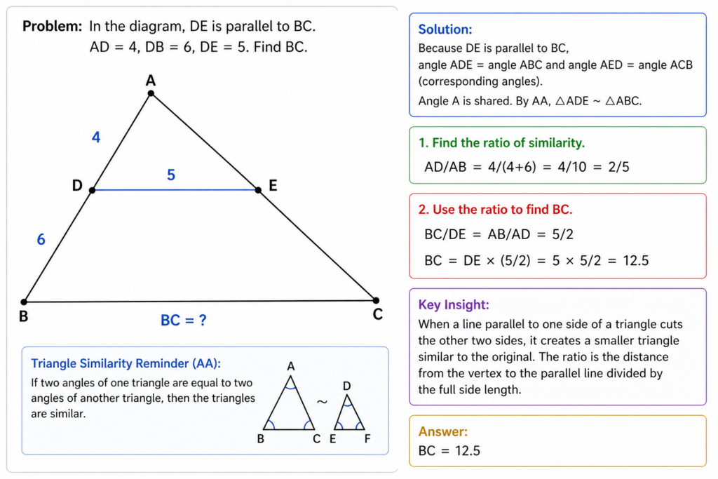 similar triangles worksheet example parallel