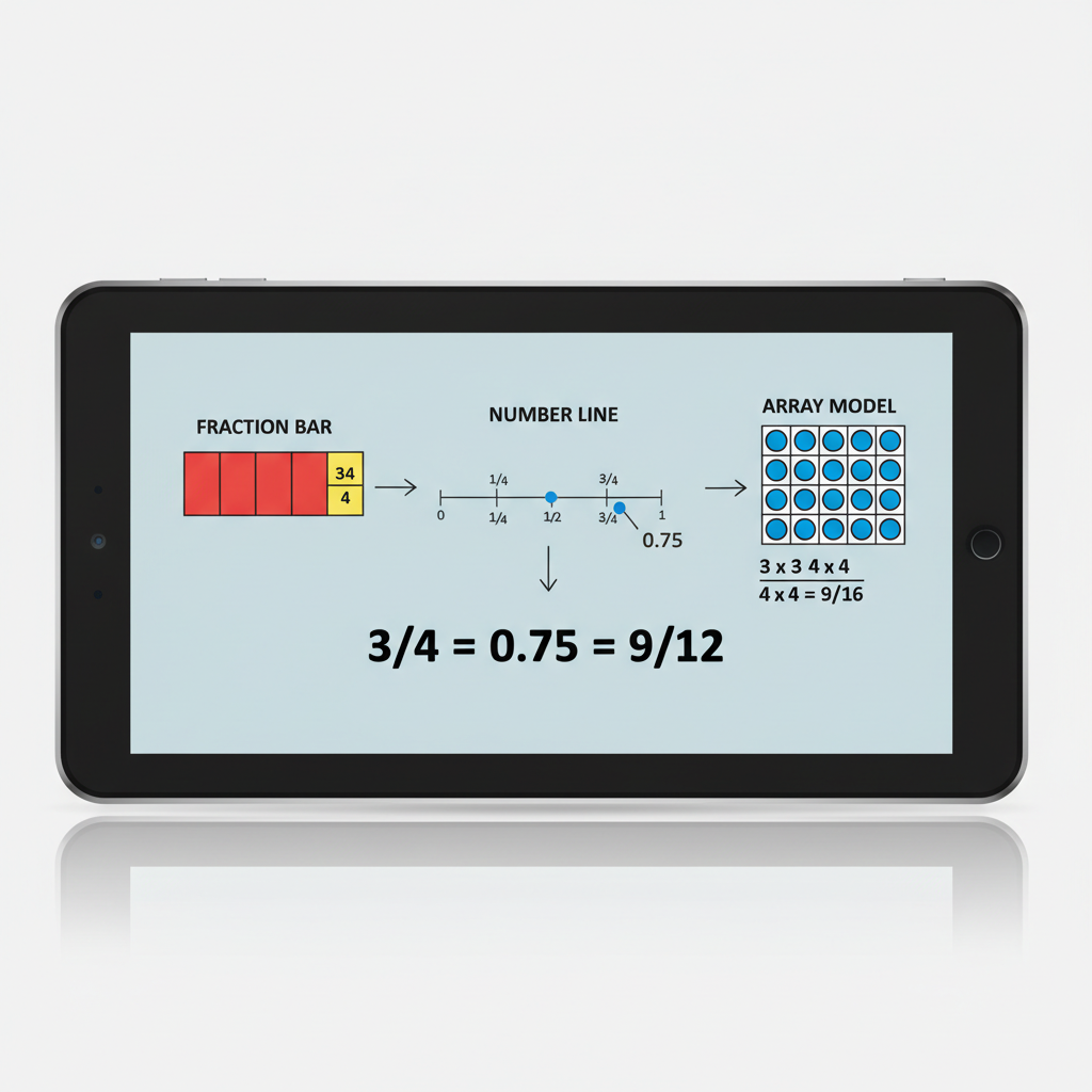 math apps for visual learners using fraction bars, number lines, and arrays