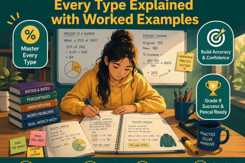 Percentages in Word Problems: Every Type Explained with Worked Examples (Grade 9 and Pascal Contest)