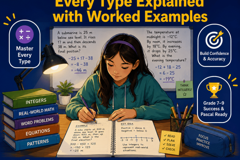 Integer Word Problems: Every Type Explained with Worked Examples (Grade 7–9 and Pascal Contest)