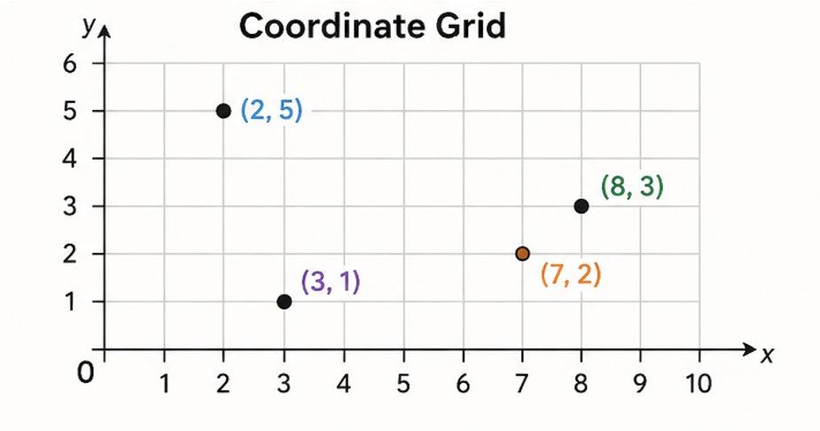 First quadrant coordinate grid for Grade 5 geometry Ontario curriculum
